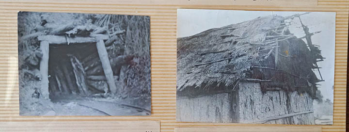 左图为残留的羊桥箐矿井，后被本地农夫建复开采。右图为残留的工棚。.jpg